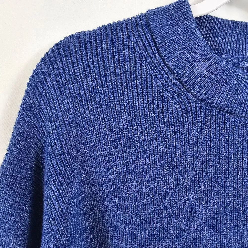 Lululemon Merino Wool Blend Ribbed Crew Neck Sweater in Blue - Size 6